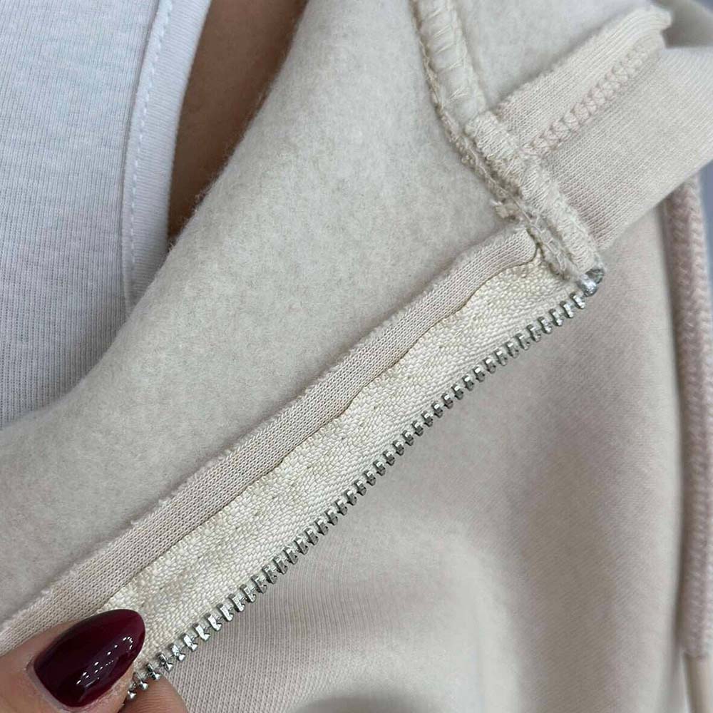 Single Color Zipper Hoodie Women - Image 6