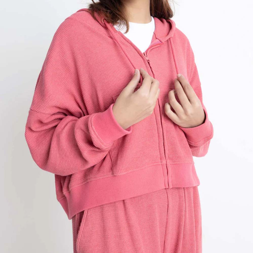 Single Color Zipper Track Suit Women - Image 3