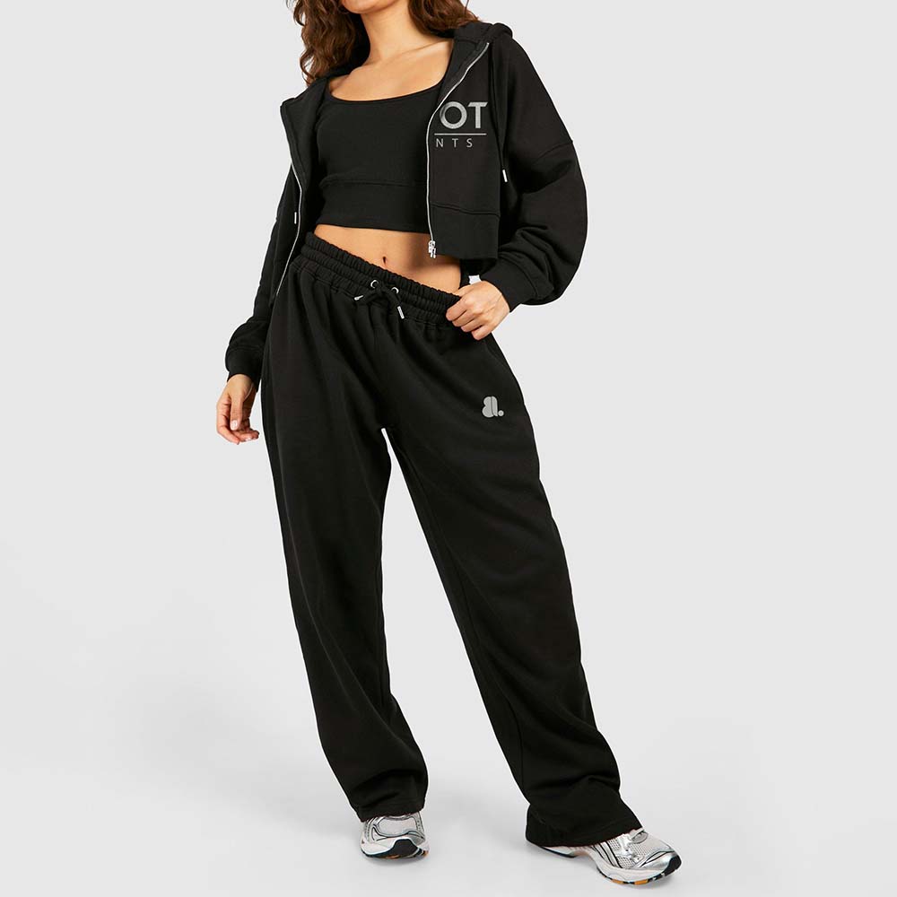 Acid Wash Zipper Track Suite Women