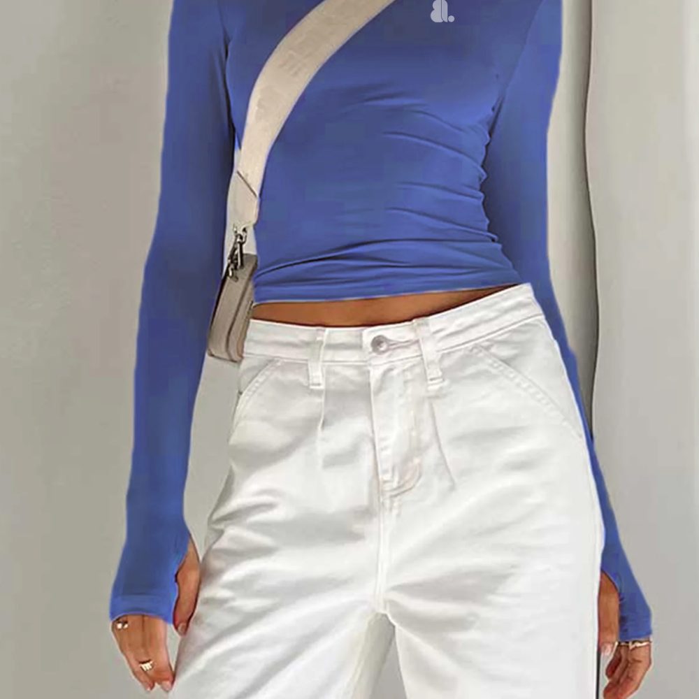 Women Long Sleeve Crop Top T-Shirts