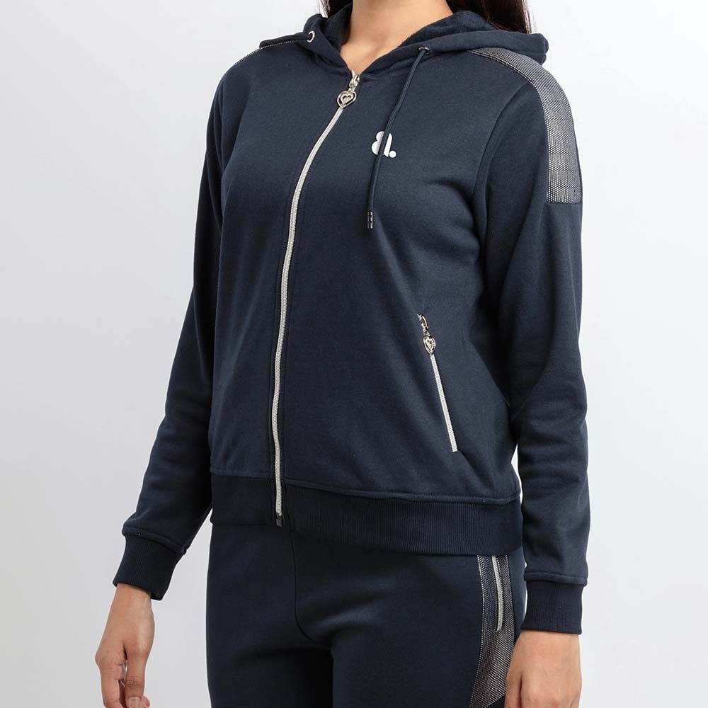 Single Color Zipper Track Suit Women - Image 5