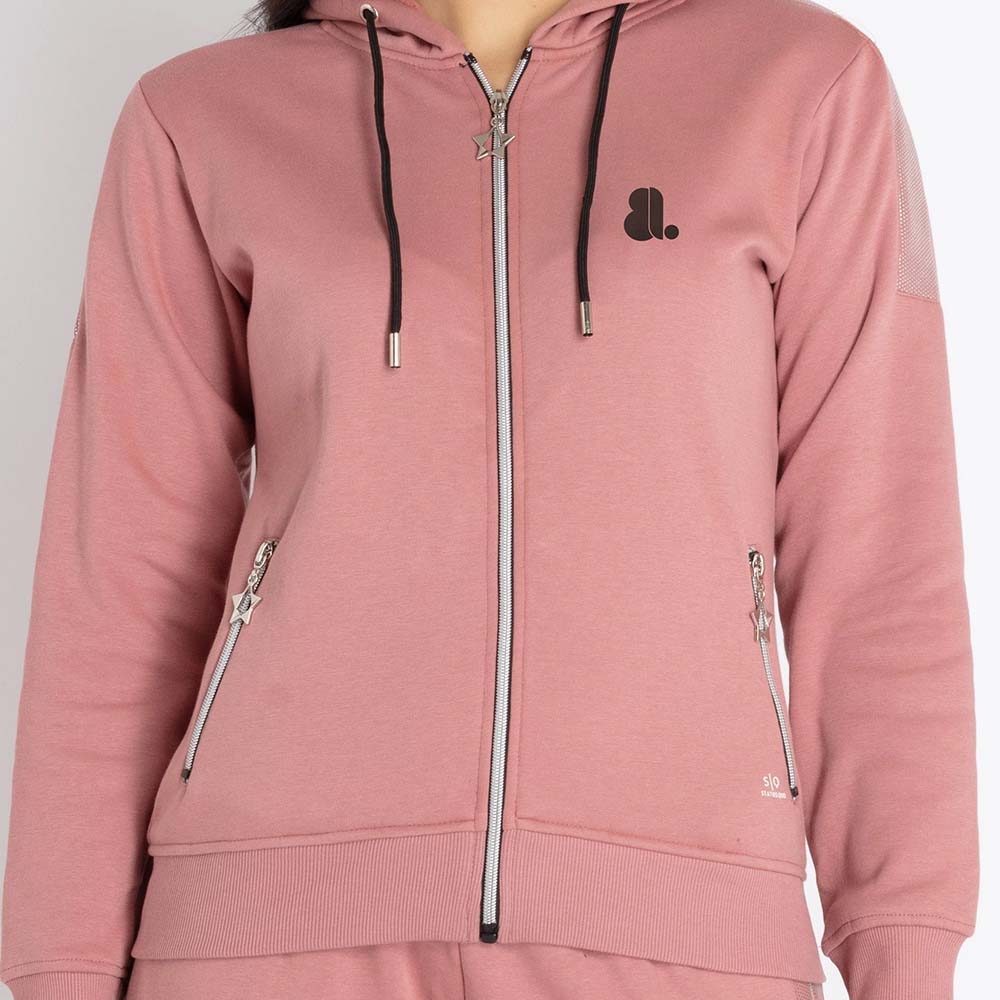 Single Color Zipper Track Suit Women - Image 5
