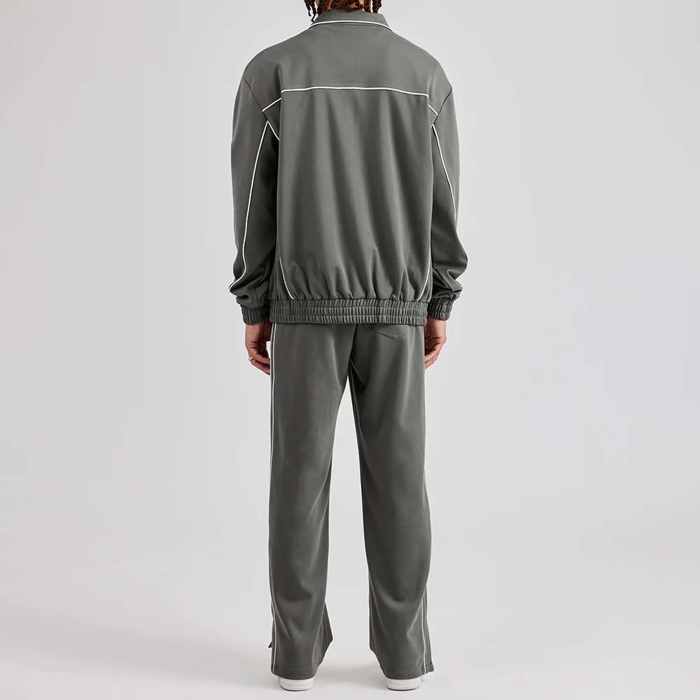 Single Color Zipper Track Suit Men - Image 5