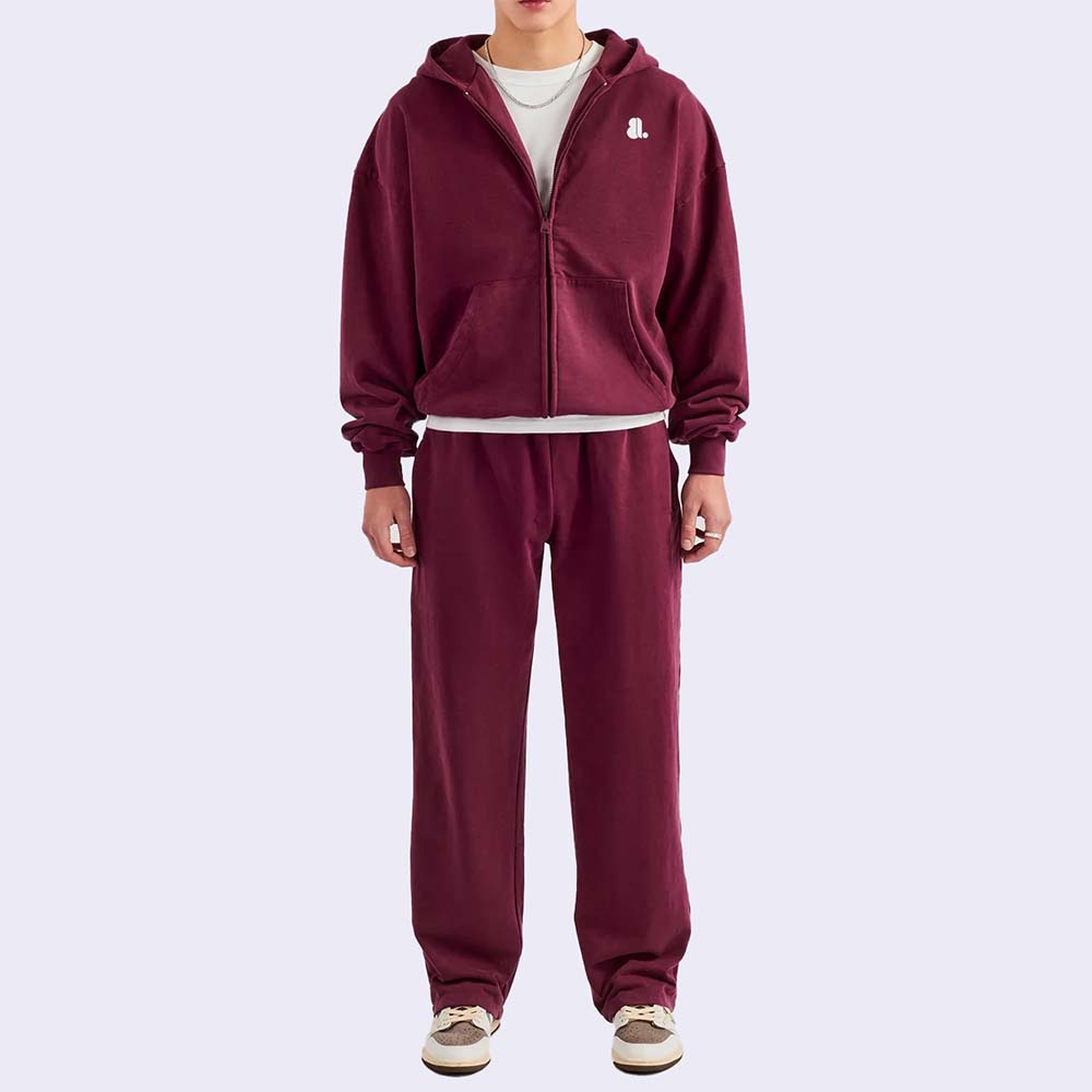 Acid Wash Zipper Track Suit Men