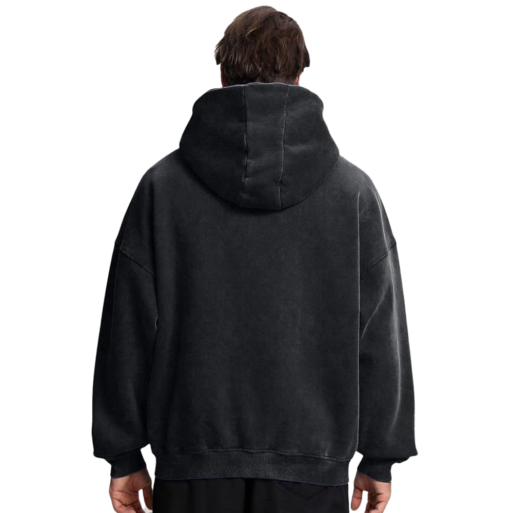 Acid Wash Zipper Hoodie Men - Image 4