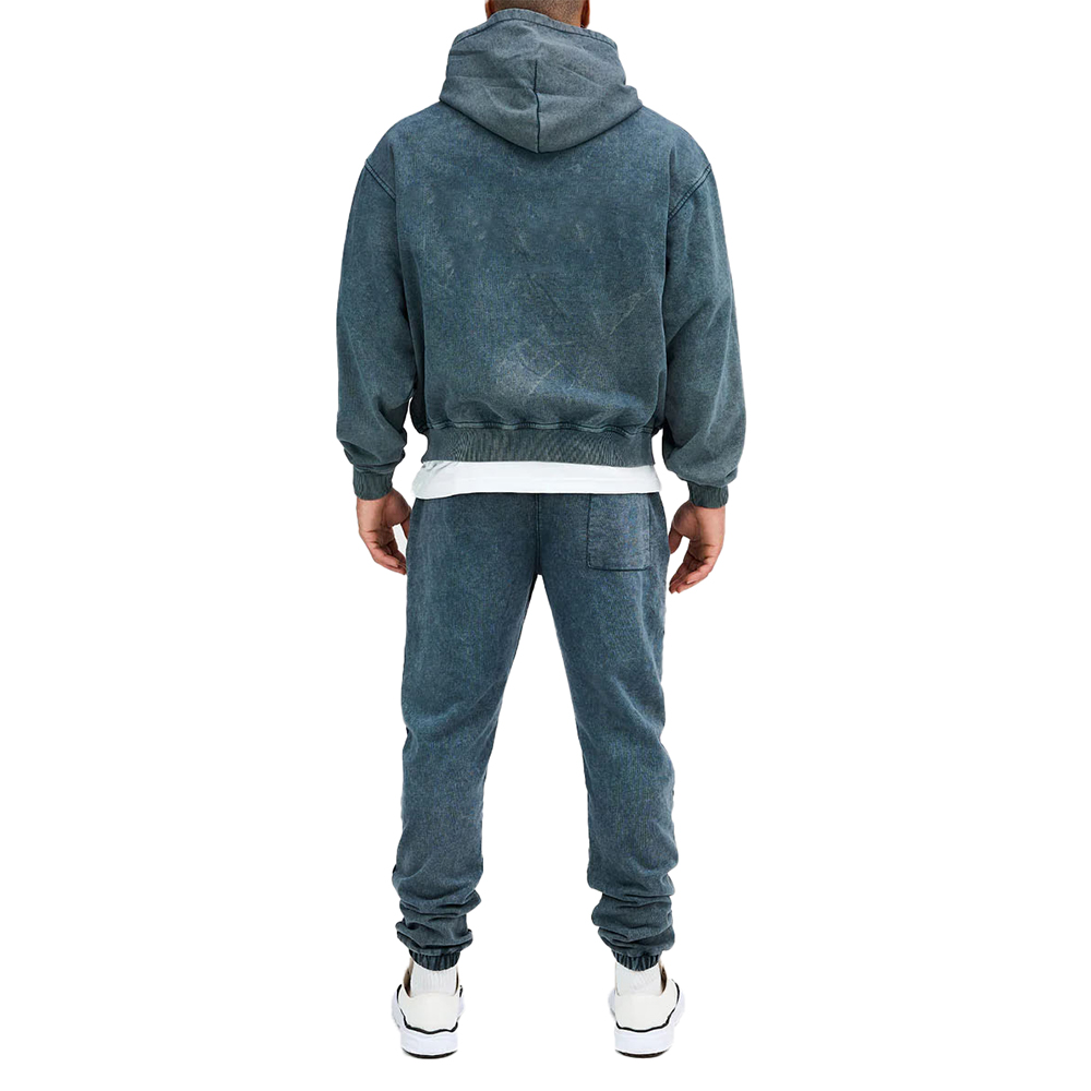 Acid Wash Zipper Hoodie Men - Image 3