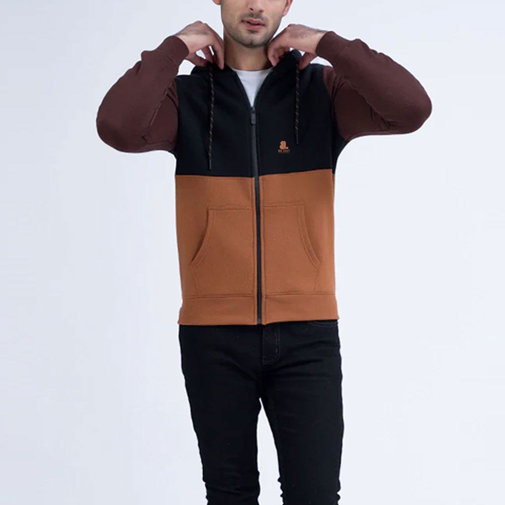 Block Zipper Hoodie Men
