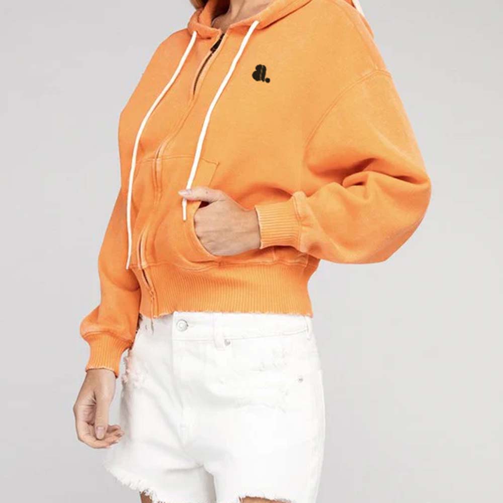 Acid Wash Zipper Hoodie Women - Image 4