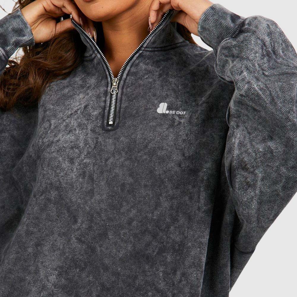 Acid Wash Zipper Hoodie Women