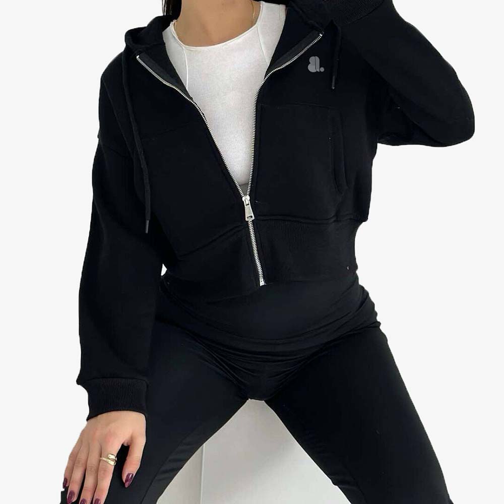 Single Color Zipper Hoodie Women