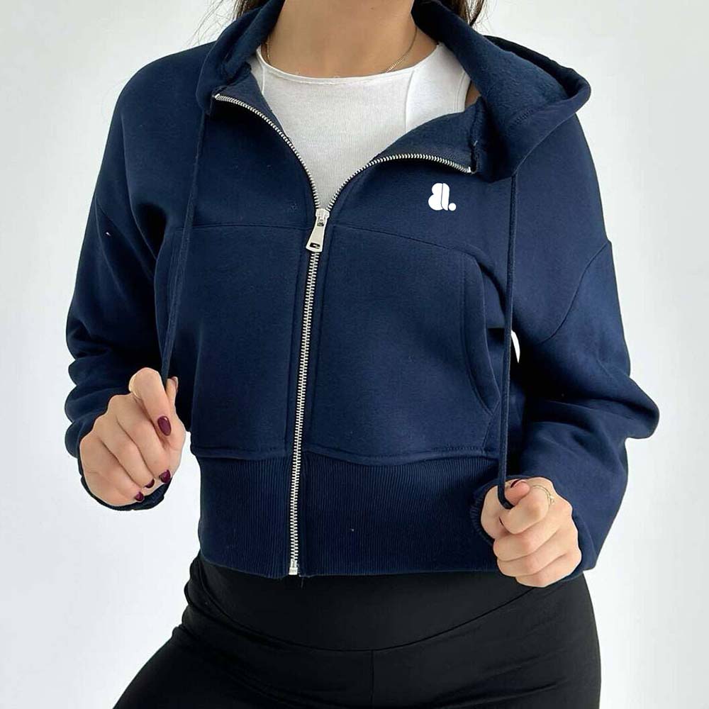 Single Color Zipper Hoodie Women
