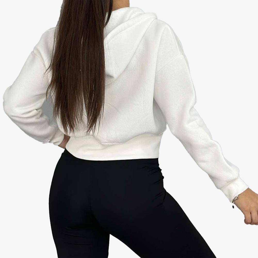 Single Color Zipper Hoodie Women - Image 3