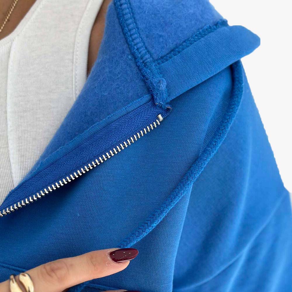 Single Color Zipper Hoodie Women - Image 4