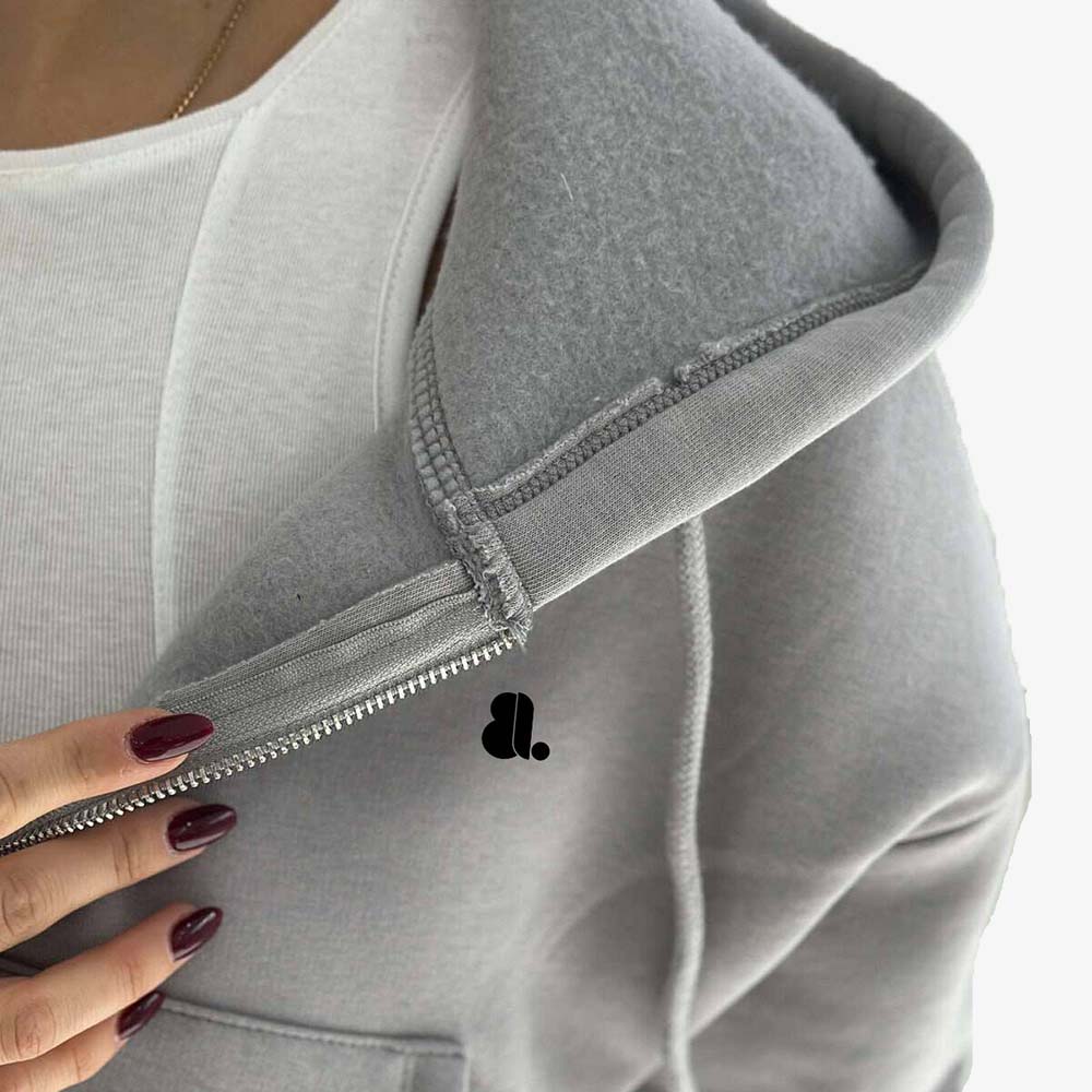 Single Color Zipper Hoodie Women - Image 4