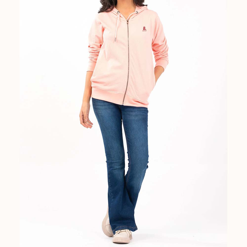 Single Color Zipper Hoodie Women