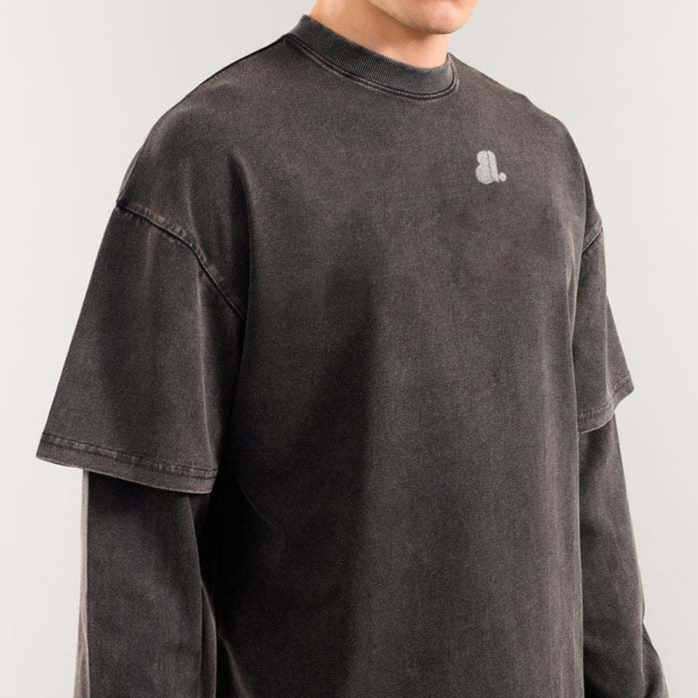 Men Acid Wash Oversize Long Sleeve Tee - Image 4