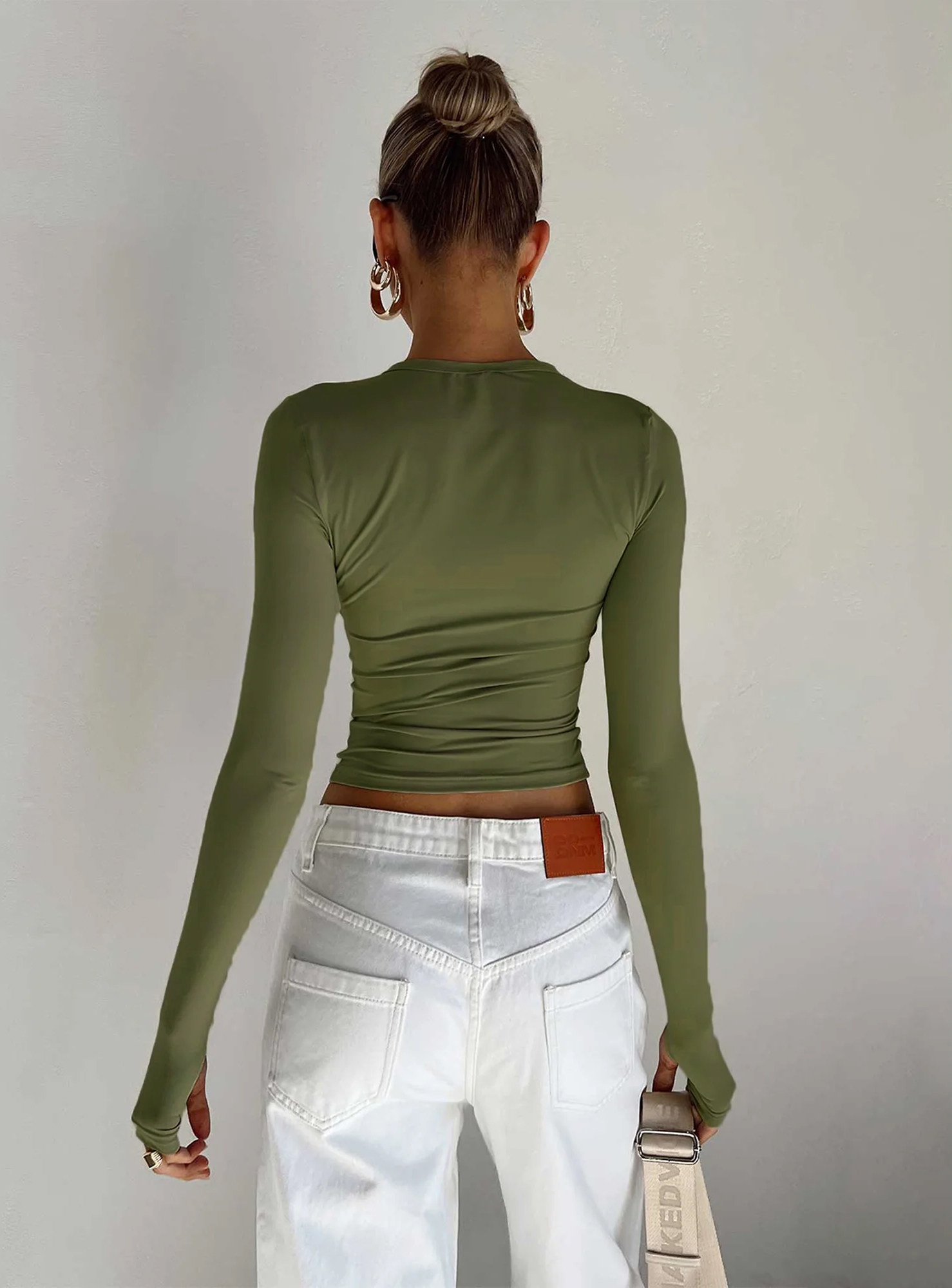 Women Long Sleeve Crop Top T-Shirts - Image 5
