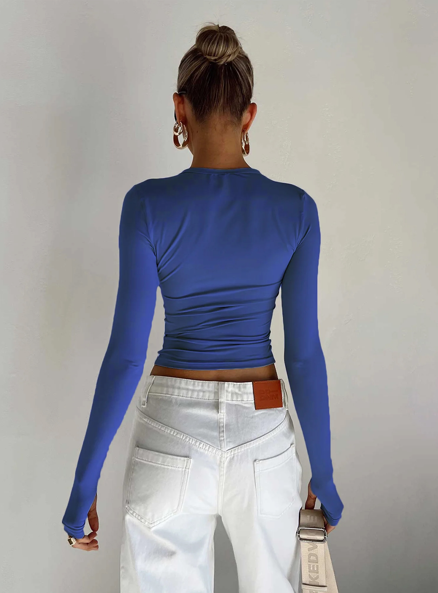 Women Long Sleeve Crop Top T-Shirts - Image 6