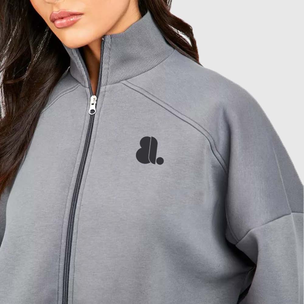 Acid Wash Zipper Track Suite Women - Image 4