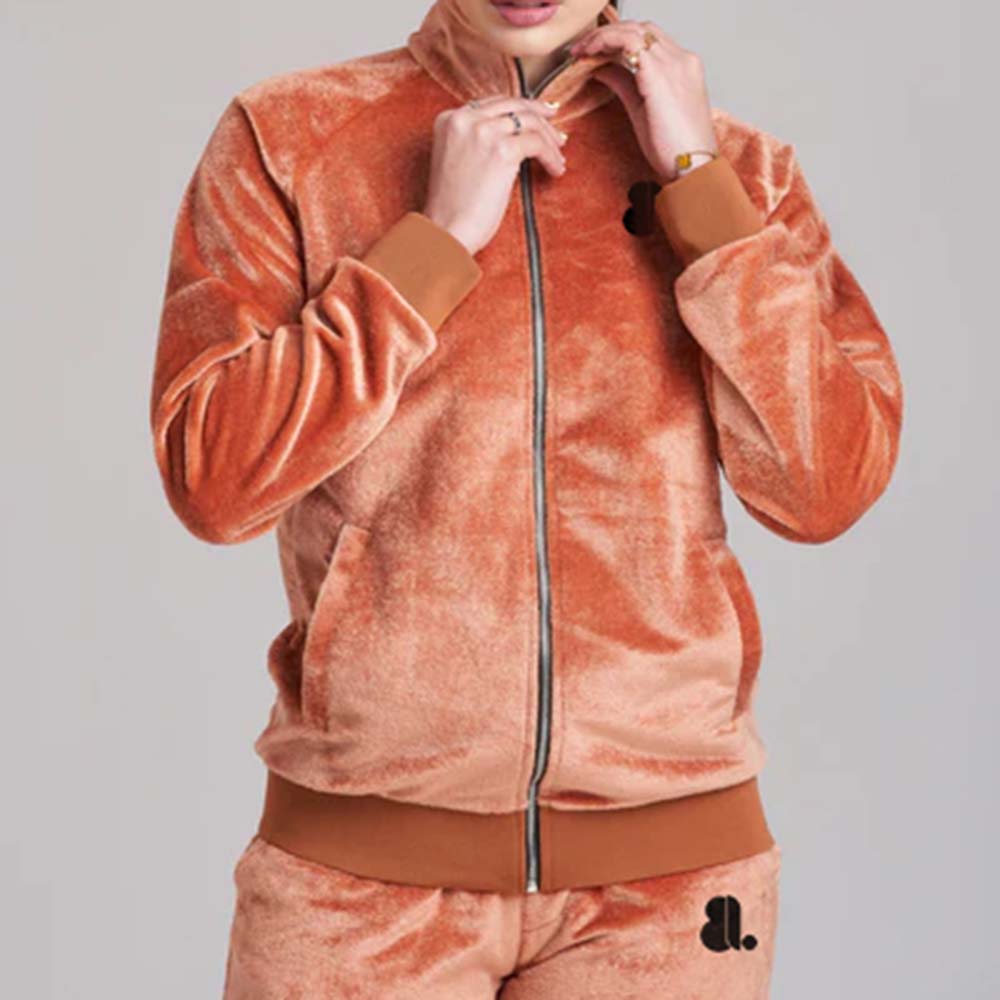 Single Color Zipper Track Suit Women - Image 3