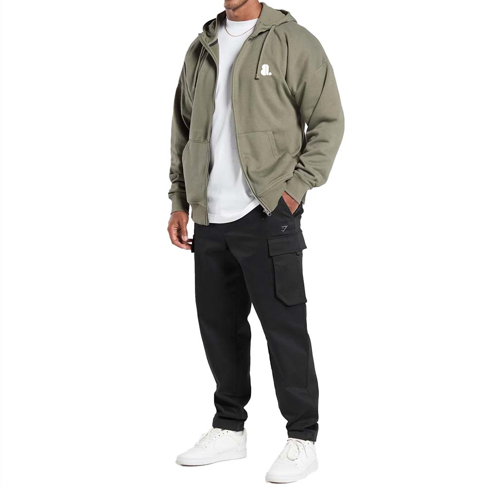 Single Color Zipper Hoodie Men - Image 5