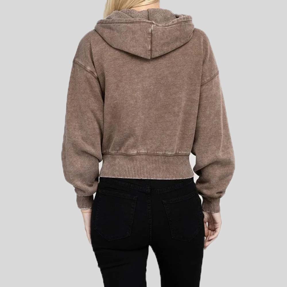 Acid Wash Zipper Hoodie Women - Image 5