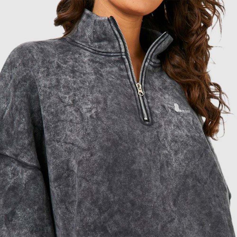 Acid Wash Zipper Hoodie Women - Image 3