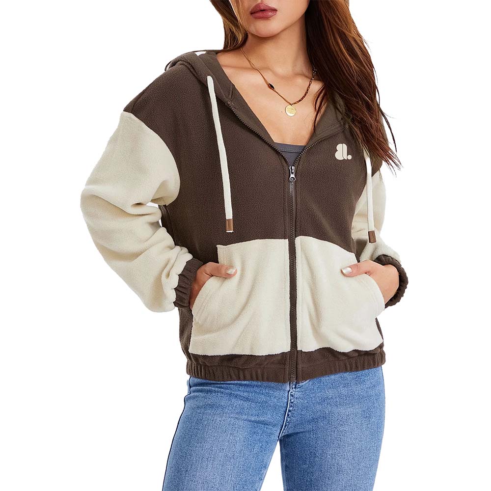 Blok Zipper Hoodie Women