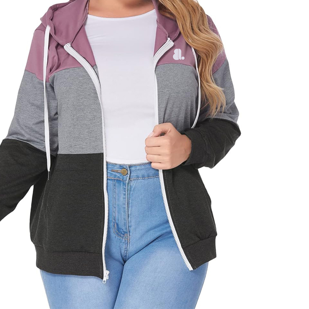 Blok Zipper Hoodie Women - Image 3