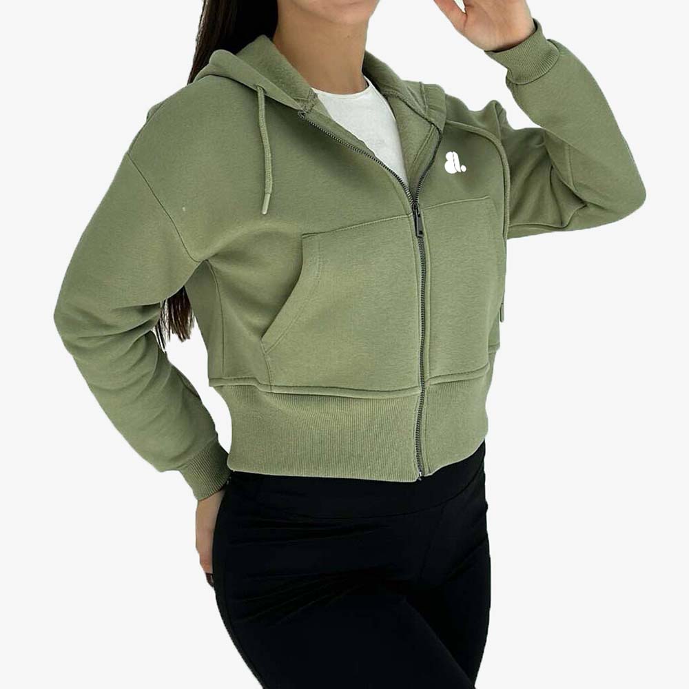 Single Color Zipper Hoodie Women