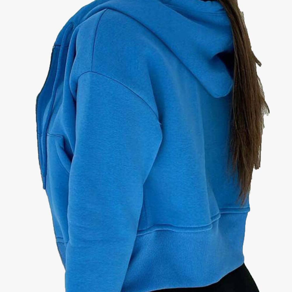 Single Color Zipper Hoodie Women - Image 5