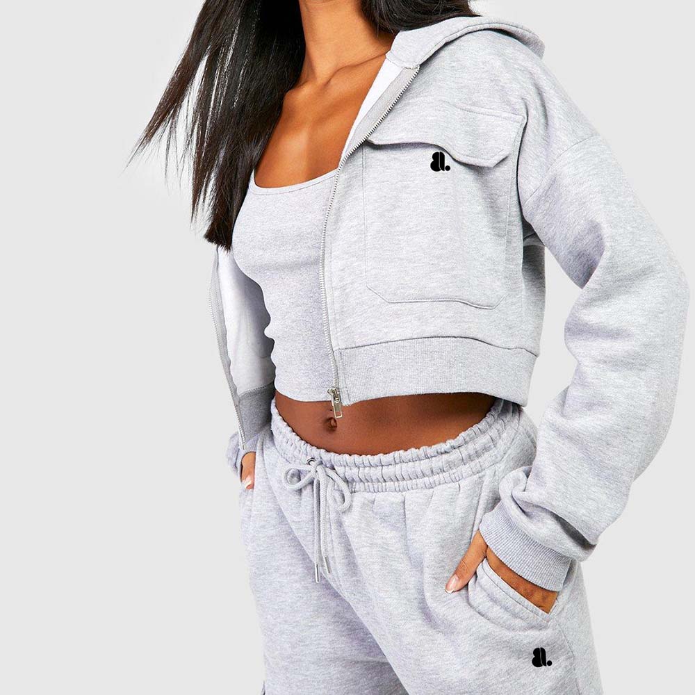 Acid Wash Zipper Track Suite Women - Image 3