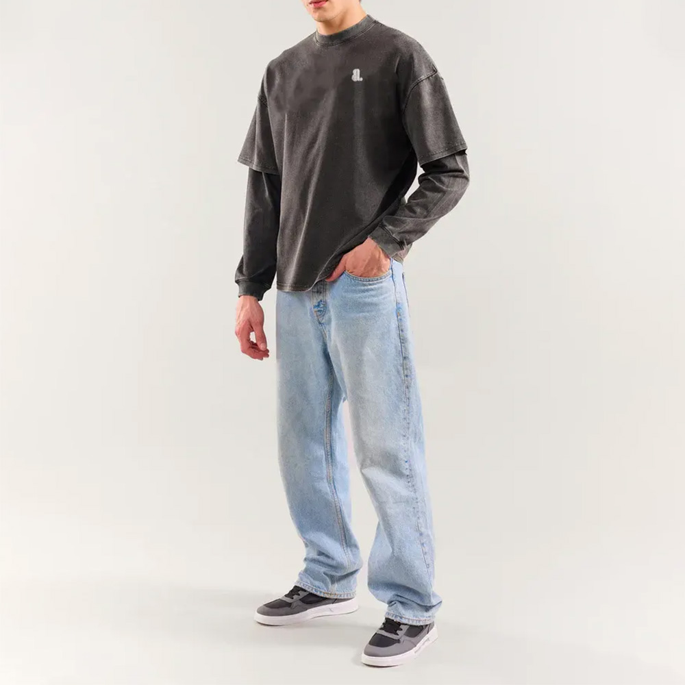 Men Acid Wash Oversize Long Sleeve Tee - Image 5