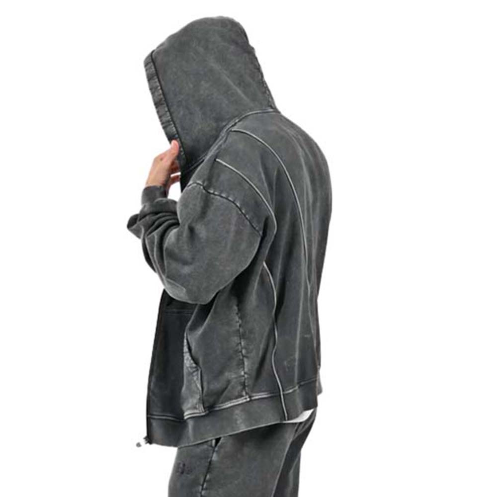 Acid Wash Zipper Track Suit Men - Image 6