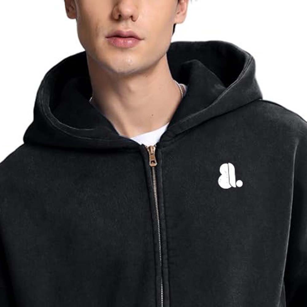 Acid Wash Zipper Hoodie Men - Image 6
