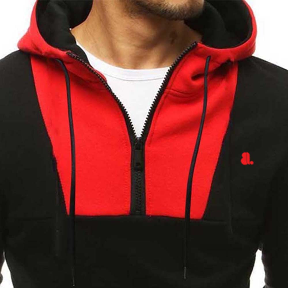 Block Zipper Hoodie Men - Image 6