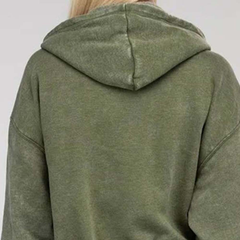 Acid Wash Zipper Hoodie Women - Image 6