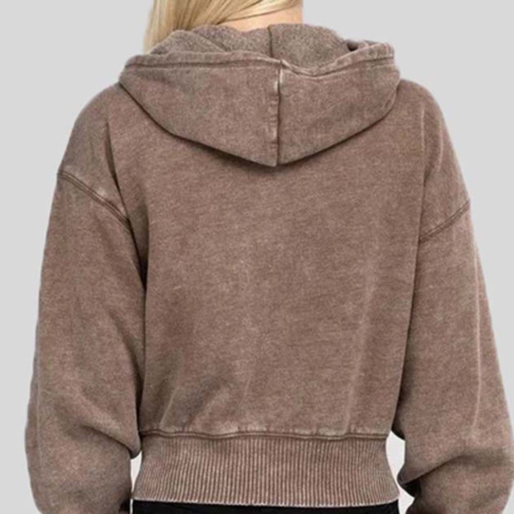 Acid Wash Zipper Hoodie Women - Image 6