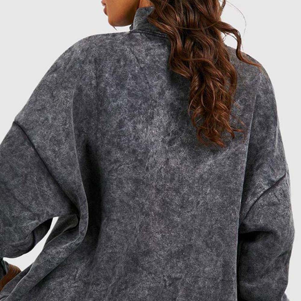 Acid Wash Zipper Hoodie Women - Image 4