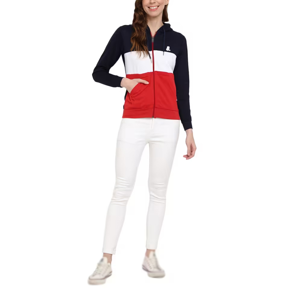 Blok Zipper Hoodie Women