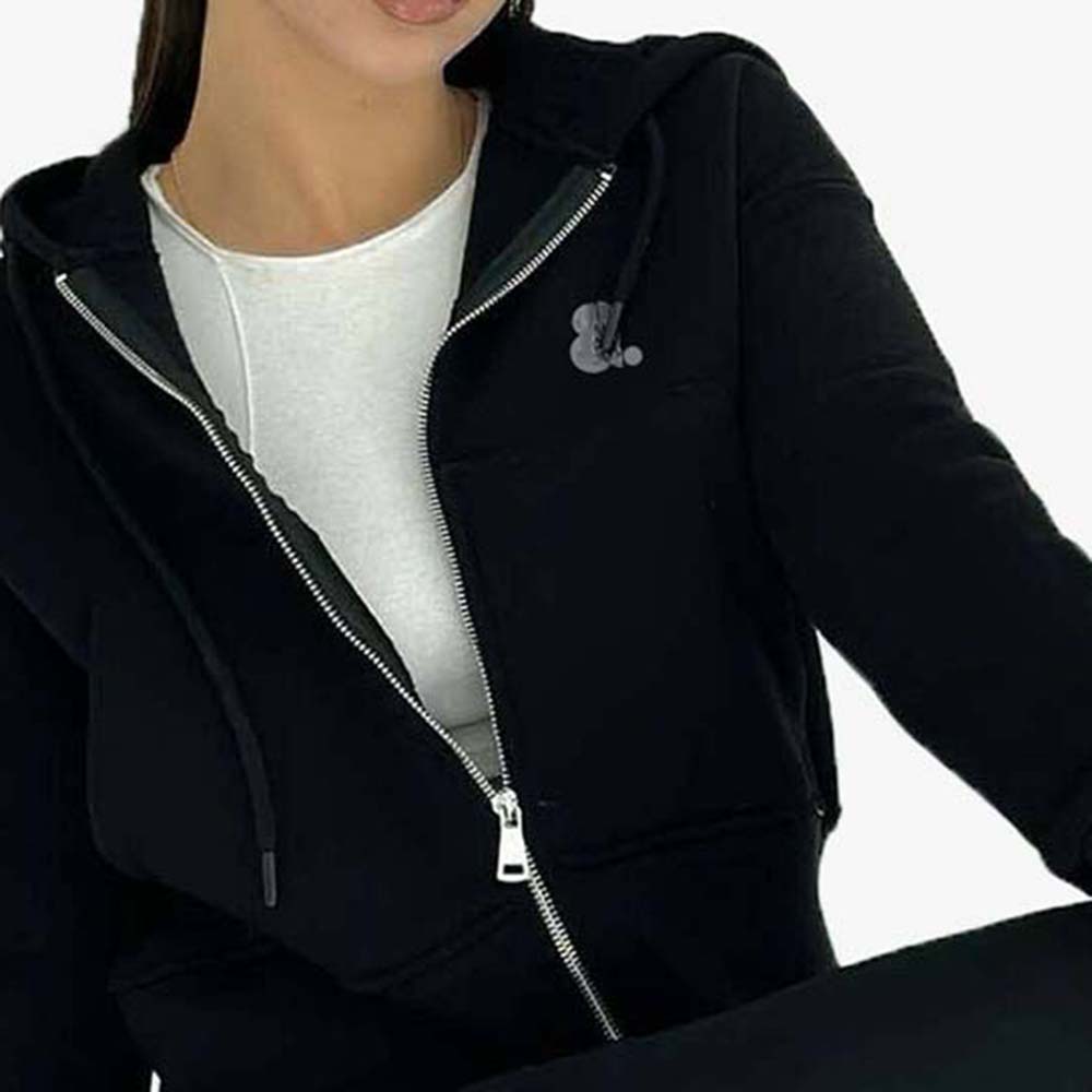 Single Color Zipper Hoodie Women - Image 3