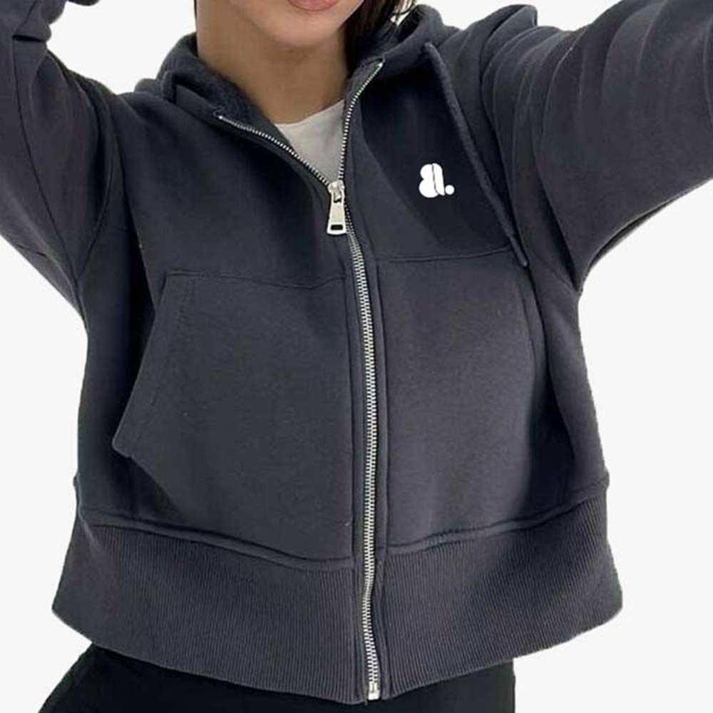 Single Color Zipper Hoodie Women - Image 3