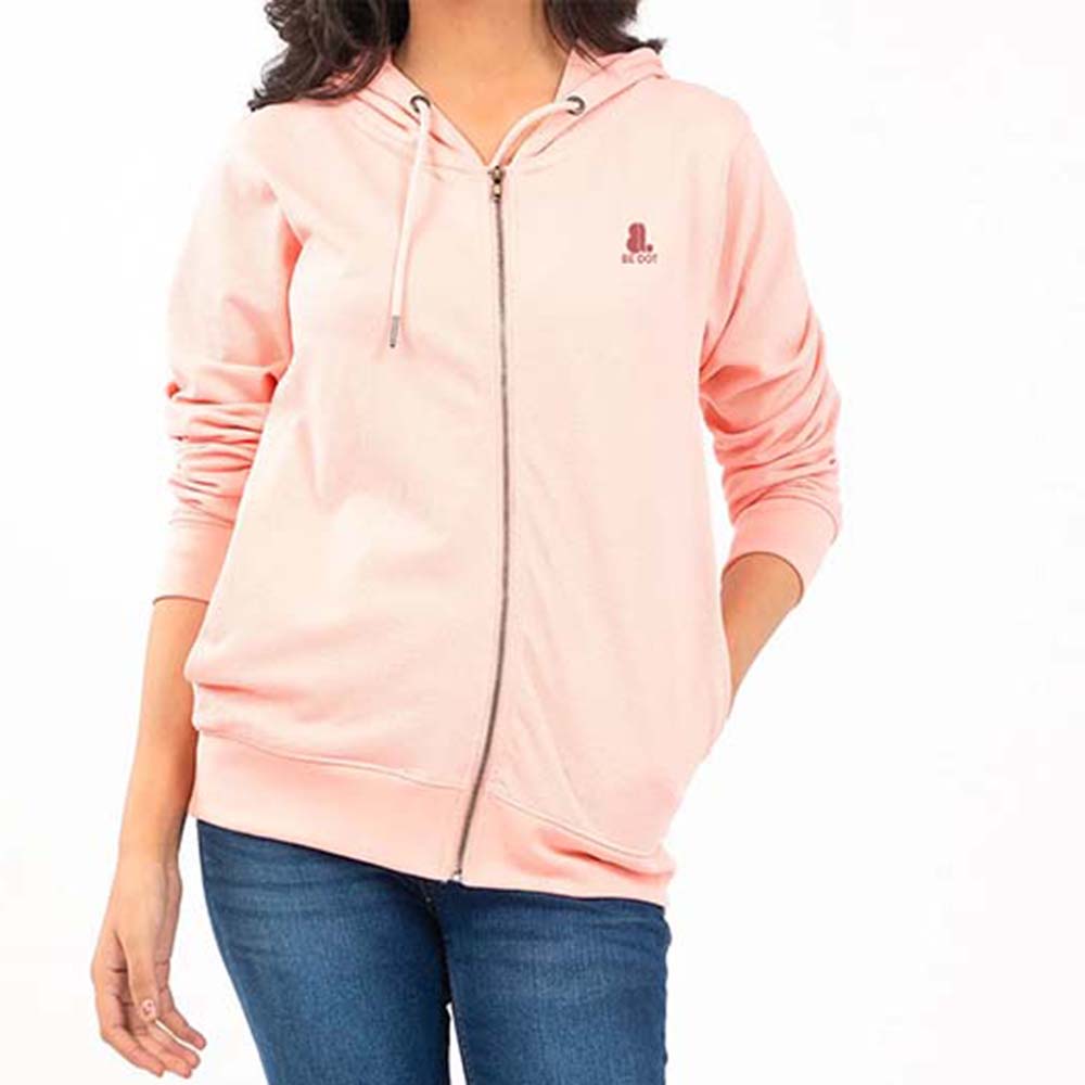 Single Color Zipper Hoodie Women - Image 3