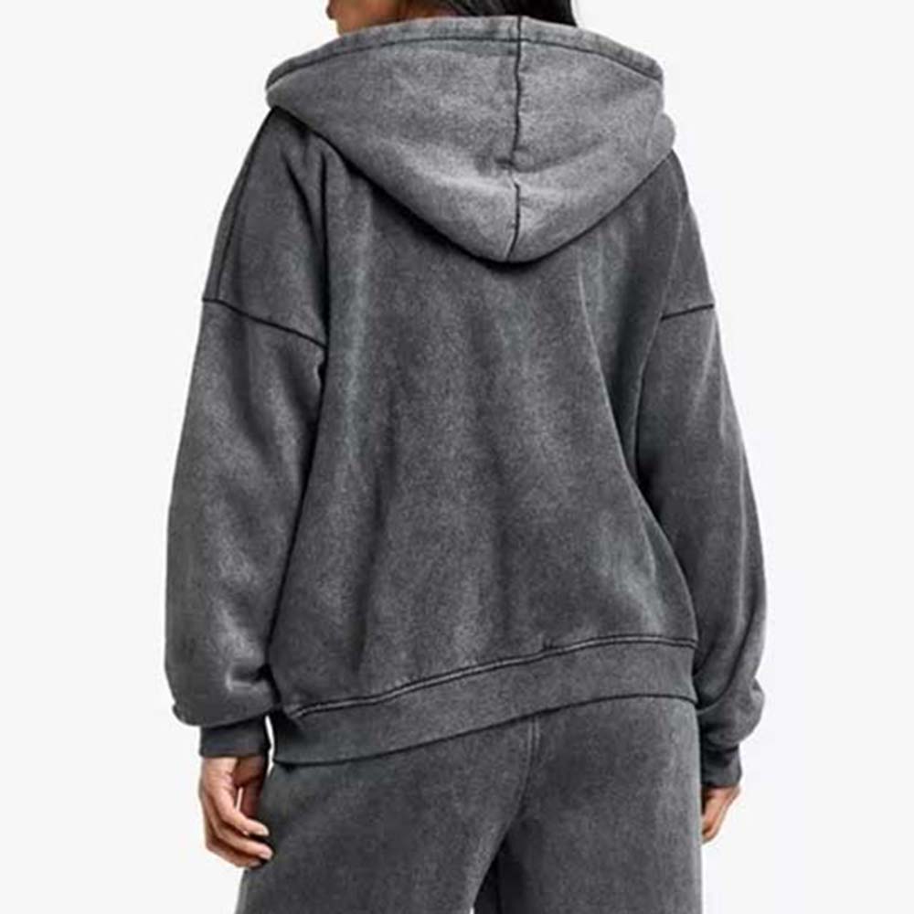 Acid Wash Zipper Track Suite Women - Image 6