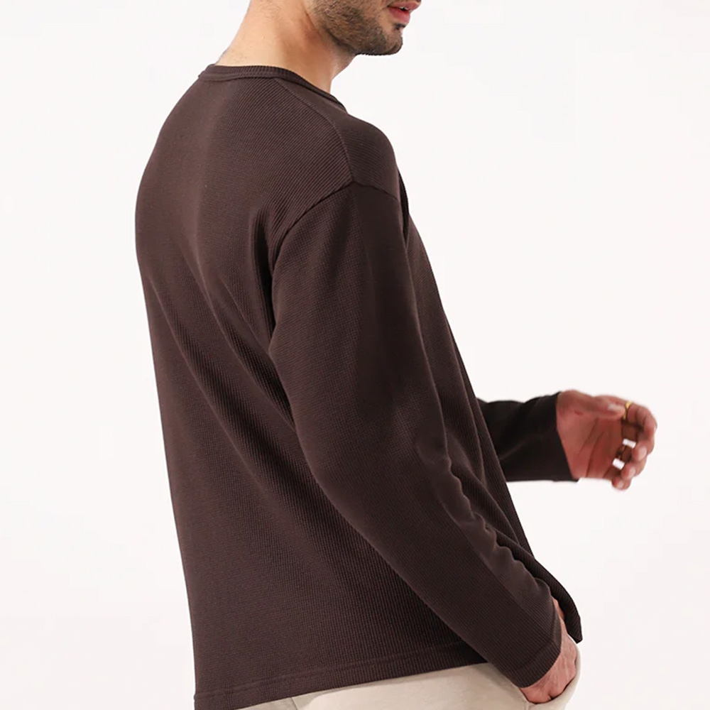 Men Solid Color Oversize Long Sleeve Tee