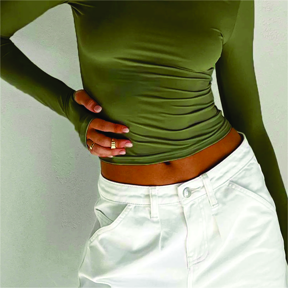 Women Long Sleeve Crop Top T-Shirts - Image 6