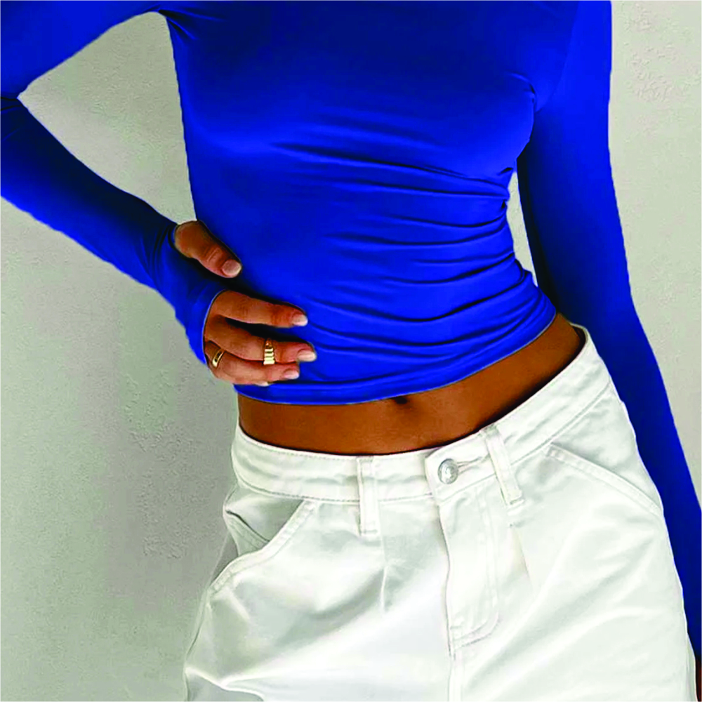 Women Long Sleeve Crop Top T-Shirts - Image 4