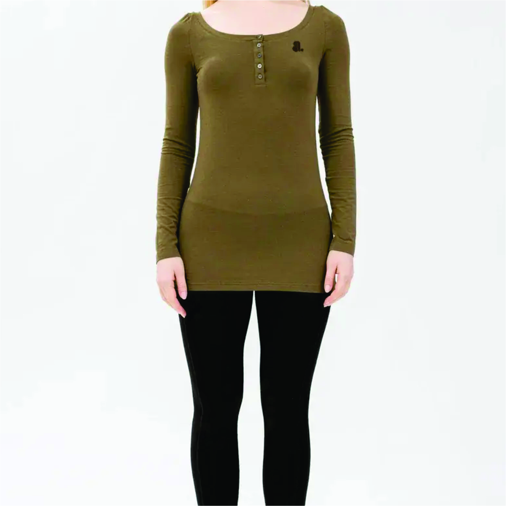 Women Long Sleeve Henley T-Shirt