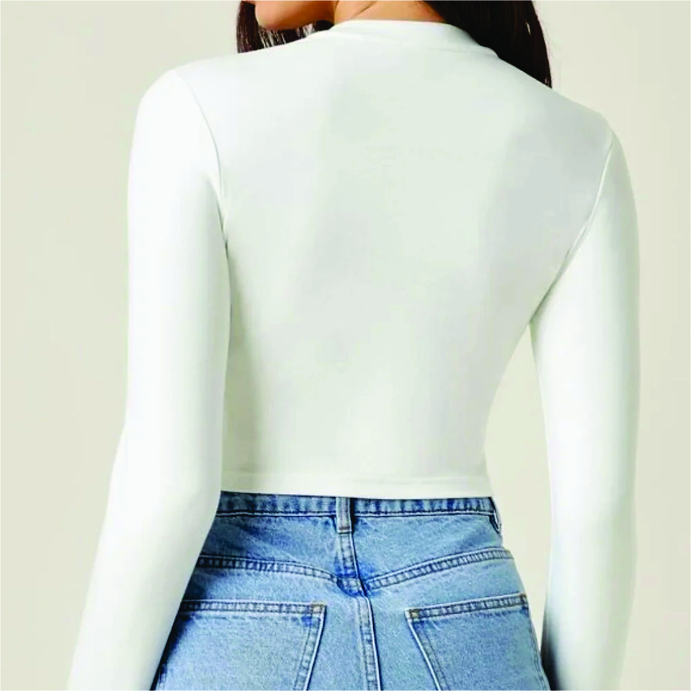 Women Long Sleeve Crop Top T-Shirts - Image 4