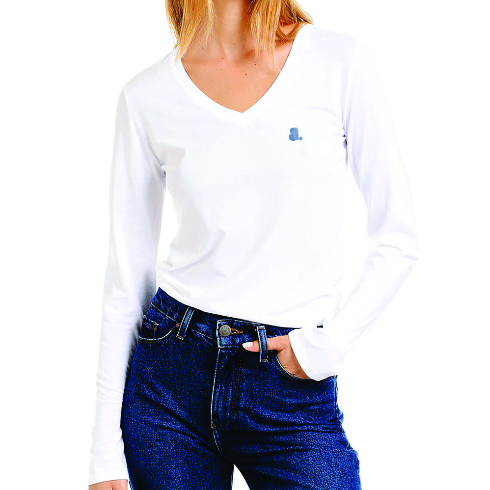 Women Long Sleeve V-Neck T-Shirts - Image 3